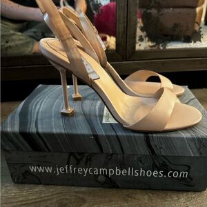 Jeffery Campbell Tan Strappy Stilettos